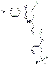 2-((4-BROMOPHENYL)SULFONYL)-3-((4-(3-(TRIFLUOROMETHYL)PHENOXY)PHENYL)AMINO)PROP-2-ENENITRILE Struktur