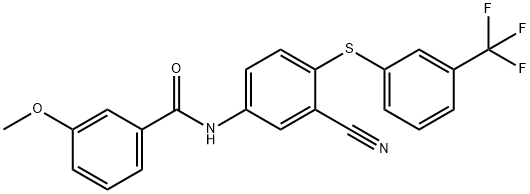 N-(3-CYANO-4-([3-(TRIFLUOROMETHYL)PHENYL]SULFANYL)PHENYL)-3-METHOXYBENZENECARBOXAMIDE Struktur