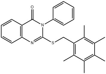 2-[(2,3,4,5,6-PENTAMETHYLBENZYL)SULFANYL]-3-PHENYL-4(3H)-QUINAZOLINONE Struktur