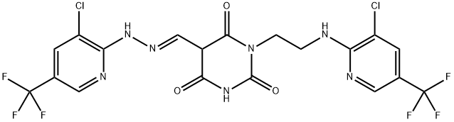 1-(2-([3-CHLORO-5-(TRIFLUOROMETHYL)-2-PYRIDINYL]AMINO)ETHYL)-2,4,6-TRIOXOHEXAHYDRO-5-PYRIMIDINECARBALDEHYDE N-[3-CHLORO-5-(TRIFLUOROMETHYL)-2-PYRIDINYL]HYDRAZONE Struktur