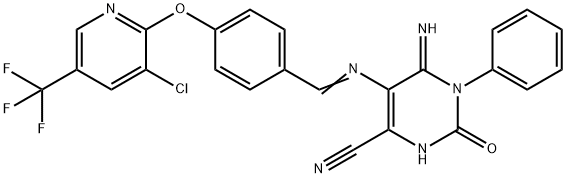 5-(1-AZA-2-(4-(3-CHLORO-5-(TRIFLUOROMETHYL)(2-PYRIDYLOXY))PHENYL)VINYL-4-IMINO-2-OXO-3-PHENYL-1H-1,3-DIAZINE-6-CARBONITRILE Struktur