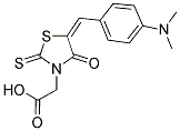 ((5E)-5-[4-(DIMETHYLAMINO)BENZYLIDENE]-4-OXO-2-THIOXO-1,3-THIAZOLIDIN-3-YL)ACETIC ACID Struktur