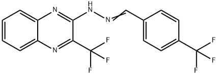 4-(TRIFLUOROMETHYL)BENZENECARBALDEHYDE N-[3-(TRIFLUOROMETHYL)-2-QUINOXALINYL]HYDRAZONE Struktur