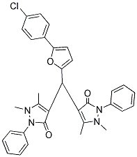 4,4'-((5-(4-CHLOROPHENYL)FURAN-2-YL)METHYLENE)BIS(1,5-DIMETHYL-2-PHENYL-1,2-DIHYDROPYRAZOL-3-ONE) Struktur