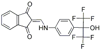 2-(((4-(2,2,2-TRIFLUORO-1-HYDROXY-1-(TRIFLUOROMETHYL)ETHYL)PHENYL)AMINO)METHYLENE)INDANE-1,3-DIONE Struktur