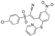 2-((4-CHLOROPHENYL)SULFONYL)-3-(5-NITRO-2-(2-PYRIDYLTHIO)PHENYL)PROP-2-ENENITRILE Struktur