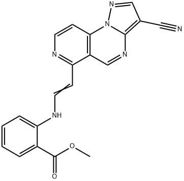 METHYL 2-([2-(3-CYANOPYRAZOLO[1,5-A]PYRIDO[3,4-E]PYRIMIDIN-6-YL)VINYL]AMINO)BENZENECARBOXYLATE Struktur