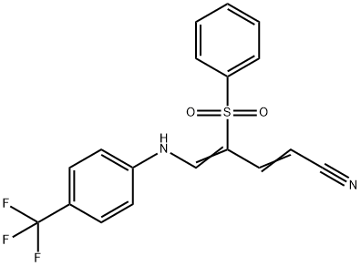 4-(PHENYLSULFONYL)-5-[4-(TRIFLUOROMETHYL)ANILINO]-2,4-PENTADIENENITRILE Struktur