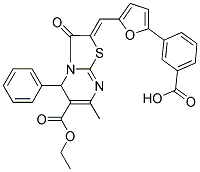 (Z)-3-(5-((6-(ETHOXYCARBONYL)-7-METHYL-3-OXO-5-PHENYL-3H-THIAZOLO[3,2-A]PYRIMIDIN-2(5H)-YLIDENE)METHYL)FURAN-2-YL)BENZOIC ACID Struktur