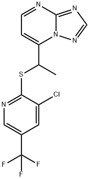 3-CHLORO-5-(TRIFLUOROMETHYL)-2-PYRIDINYL 1-[1,2,4]TRIAZOLO[1,5-A]PYRIMIDIN-7-YLETHYL SULFIDE Struktur