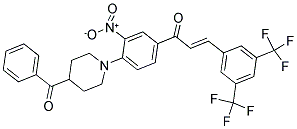 1-[4-(4-BENZOYLPIPERIDINO)-3-NITROPHENYL]-3-[3,5-DI(TRIFLUOROMETHYL)PHENYL]PROP-2-EN-1-ONE Struktur