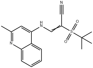 2-((TERT-BUTYL)SULFONYL)-3-((2-METHYL(4-QUINOLYL))AMINO)PROP-2-ENENITRILE Struktur