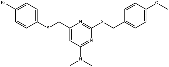 6-([(4-BROMOPHENYL)SULFANYL]METHYL)-2-[(4-METHOXYBENZYL)SULFANYL]-N,N-DIMETHYL-4-PYRIMIDINAMINE Struktur