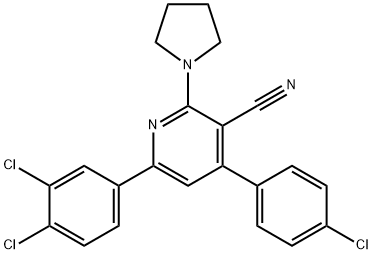 4-(4-CHLOROPHENYL)-6-(3,4-DICHLOROPHENYL)-2-(1-PYRROLIDINYL)NICOTINONITRILE Struktur