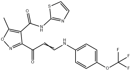 5-METHYL-N-(1,3-THIAZOL-2-YL)-3-(3-[4-(TRIFLUOROMETHOXY)ANILINO]ACRYLOYL)-4-ISOXAZOLECARBOXAMIDE Struktur