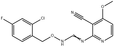 N'-[(2-CHLORO-4-FLUOROBENZYL)OXY]-N-(3-CYANO-4-METHOXY-2-PYRIDINYL)IMINOFORMAMIDE Struktur