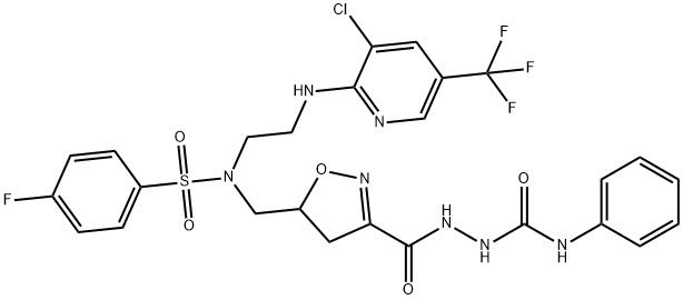 2-([5-(((2-([3-CHLORO-5-(TRIFLUOROMETHYL)-2-PYRIDINYL]AMINO)ETHYL)[(4-FLUOROPHENYL)SULFONYL]AMINO)METHYL)-4,5-DIHYDRO-3-ISOXAZOLYL]CARBONYL)-N-PHENYL-1-HYDRAZINECARBOXAMIDE Struktur