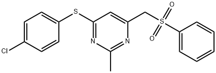 (6-[(4-CHLOROPHENYL)SULFANYL]-2-METHYL-4-PYRIMIDINYL)METHYL PHENYL SULFONE Struktur