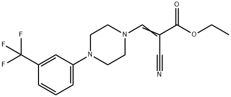 ETHYL 2-NITRILO-3-(4-(3-(TRIFLUOROMETHYL)PHENYL)PIPERAZINYL)PROP-2-ENOATE Struktur