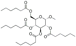 3,5-BIS(HEXANOYLOXY)-2-[(HEXANOYLOXY)METHYL]-6-METHOXYTETRAHYDRO-2H-PYRAN-4-YL HEXANOATE Struktur