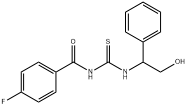 N-(4-FLUOROBENZOYL)-N'-(2-HYDROXY-1-PHENYLETHYL)THIOUREA Struktur