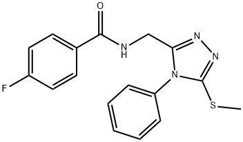 4-FLUORO-N-([5-(METHYLSULFANYL)-4-PHENYL-4H-1,2,4-TRIAZOL-3-YL]METHYL)BENZENECARBOXAMIDE Struktur