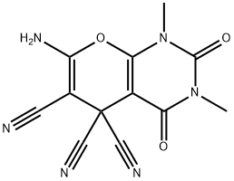 7-AMINO-1,3-DIMETHYL-2,4-DIOXO-1,2,3,4-TETRAHYDRO-5H-PYRANO[2,3-D]PYRIMIDINE-5,5,6-TRICARBONITRILE Struktur