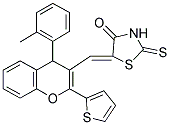 (5Z)-5-{[4-(2-METHYLPHENYL)-2-THIEN-2-YL-4H-CHROMEN-3-YL]METHYLENE}-2-THIOXO-1,3-THIAZOLIDIN-4-ONE Struktur