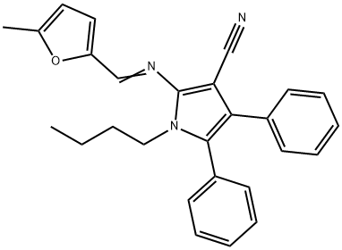 1-BUTYL-2-([(E)-(5-METHYL-2-FURYL)METHYLIDENE]AMINO)-4,5-DIPHENYL-1H-PYRROLE-3-CARBONITRILE Struktur