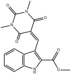 METHYL 3-([1,3-DIMETHYL-2,4,6-TRIOXOTETRAHYDRO-5(2H)-PYRIMIDINYLIDEN]METHYL)-1H-INDOLE-2-CARBOXYLATE Struktur