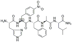 PYR-HIS-PHE(4-NO2)-PHE-ALA-LEU-NH2 Struktur