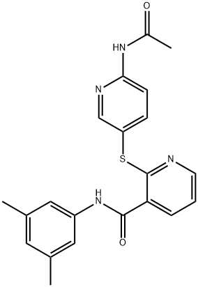 2-([6-(ACETYLAMINO)-3-PYRIDINYL]SULFANYL)-N-(3,5-DIMETHYLPHENYL)NICOTINAMIDE Struktur