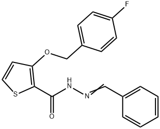 3-[(4-FLUOROBENZYL)OXY]-N'-[(E)-PHENYLMETHYLIDENE]-2-THIOPHENECARBOHYDRAZIDE Struktur