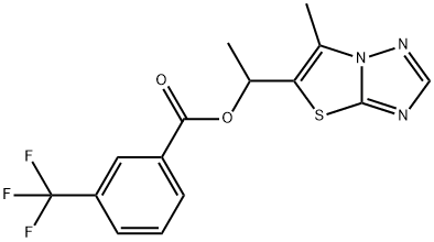 1-(6-METHYL[1,3]THIAZOLO[3,2-B][1,2,4]TRIAZOL-5-YL)ETHYL 3-(TRIFLUOROMETHYL)BENZENECARBOXYLATE Struktur