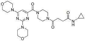 N-CYCLOPROPYL-4-[4-[(2,6-DIMORPHOLINOPYRIMIDIN-4-YL)CARBONYL]PIPERAZIN-1-YL]-4-OXOBUTANAMIDE Struktur