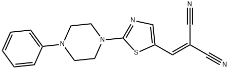 2-([2-(4-PHENYLPIPERAZINO)-1,3-THIAZOL-5-YL]METHYLENE)MALONONITRILE Struktur