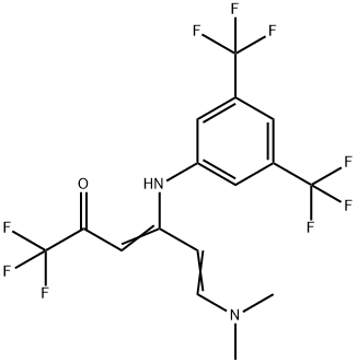 4-[3,5-BIS(TRIFLUOROMETHYL)ANILINO]-6-(DIMETHYLAMINO)-1,1,1-TRIFLUORO-3,5-HEXADIEN-2-ONE Struktur