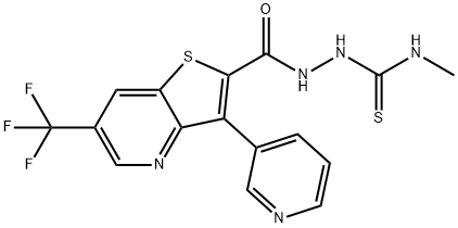 N-METHYL-2-([3-(3-PYRIDINYL)-6-(TRIFLUOROMETHYL)THIENO[3,2-B]PYRIDIN-2-YL]CARBONYL)-1-HYDRAZINECARBOTHIOAMIDE Struktur