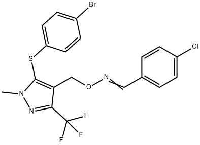 4-CHLOROBENZENECARBALDEHYDE O-([5-[(4-BROMOPHENYL)SULFANYL]-1-METHYL-3-(TRIFLUOROMETHYL)-1H-PYRAZOL-4-YL]METHYL)OXIME Struktur