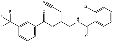 2-[(2-CHLOROBENZOYL)AMINO]-1-(CYANOMETHYL)ETHYL 3-(TRIFLUOROMETHYL)BENZENECARBOXYLATE Struktur