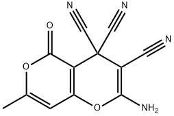 2-AMINO-7-METHYL-5-OXO-4H,5H-PYRANO[4,3-B]PYRAN-3,4,4-TRICARBONITRILE Struktur