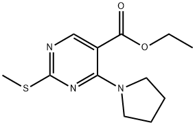 ETHYL 2-(METHYLSULFANYL)-4-(1-PYRROLIDINYL)-5-PYRIMIDINECARBOXYLATE Struktur