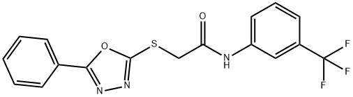 2-[(5-PHENYL-1,3,4-OXADIAZOL-2-YL)SULFANYL]-N-[3-(TRIFLUOROMETHYL)PHENYL]ACETAMIDE Struktur