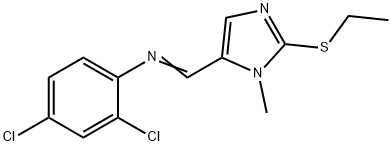 2,4-DICHLORO-N-([2-(ETHYLSULFANYL)-1-METHYL-1H-IMIDAZOL-5-YL]METHYLENE)ANILINE Struktur