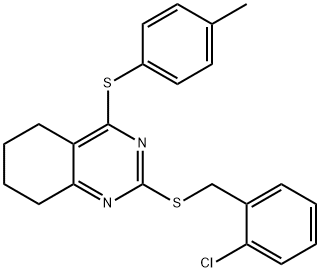 2-CHLOROBENZYL 4-[(4-METHYLPHENYL)SULFANYL]-5,6,7,8-TETRAHYDRO-2-QUINAZOLINYL SULFIDE Struktur