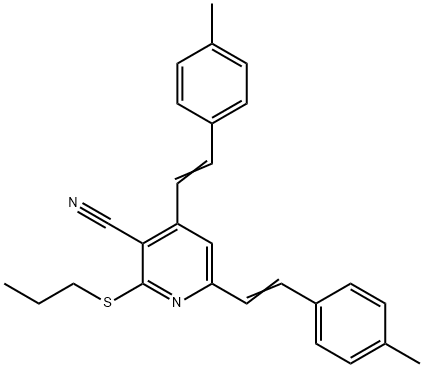 4,6-BIS(4-METHYLSTYRYL)-2-(PROPYLSULFANYL)NICOTINONITRILE Struktur