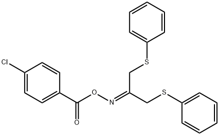 1-CHLORO-4-([((2-(PHENYLSULFANYL)-1-[(PHENYLSULFANYL)METHYL]ETHYLIDENE)AMINO)OXY]CARBONYL)BENZENE Struktur