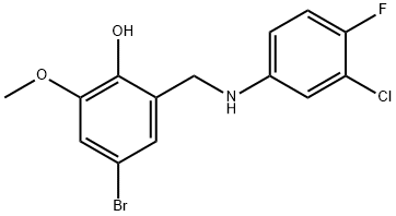 4-BROMO-2-[(3-CHLORO-4-FLUOROANILINO)METHYL]-6-METHOXYBENZENOL Struktur