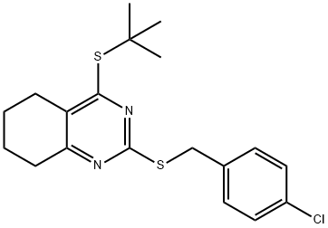 4-(TERT-BUTYLSULFANYL)-2-[(4-CHLOROBENZYL)SULFANYL]-5,6,7,8-TETRAHYDROQUINAZOLINE Struktur