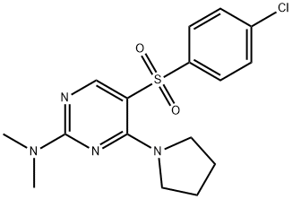 5-[(4-CHLOROPHENYL)SULFONYL]-N,N-DIMETHYL-4-(1-PYRROLIDINYL)-2-PYRIMIDINAMINE Struktur